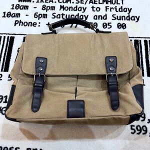 Vintage Boho Faux Leather Trim 13" - 14" Laptop Briefcase Messenger Bag